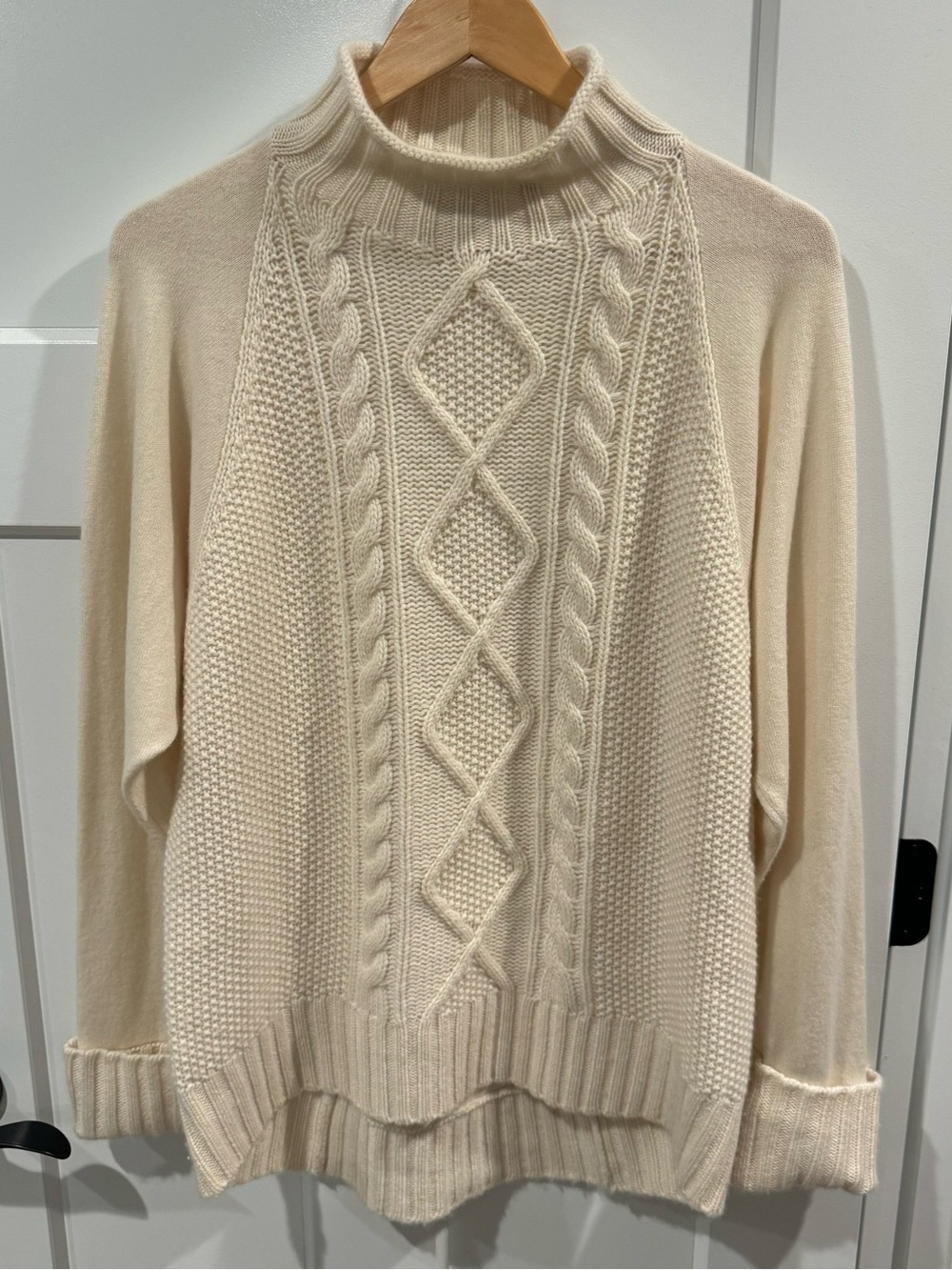 NEW Theory Easy Mock Neck Cable Pullover Cashmere Sweater XS